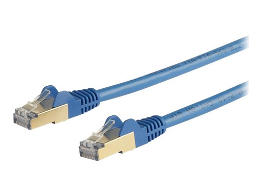 [6ASPAT10MBL] StarTech.com 10m CAT6A Ethernet Cable, 10 Gigabit Shielded Snagless RJ45 100W PoE Patch Cord, CAT 6A 10GbE STP Network Cable w/Strain Relief, Blue, UL Certified Wiring/TIA - Category 6A - 26AWG (6ASPAT10MBL)