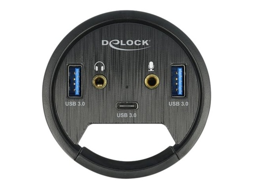 [62794] Delock In-Desk Hub - Hub - 2 x USB 3.2 Gen 1 + 2 x Audio + 1 x USB-C 3.2 Gen 1