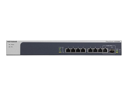 [XS508M-100EUS] Netgear XS508M - Switch - unmanaged - 7 x 10 Gigabit Ethernet + 1 x 10 Gigabit Ethernet / 10 Gigabit Ethernet SFP+