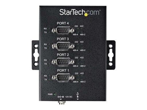 [ICUSB234854I] StarTech.com Startech 4 Port Serieller Hub, USB auf RS232/RS485/RS422 Adapter - Industrieller USB 2.0 auf DB9 Konverter Hub - IP30 Schutzklasse - Hutschienenmontierbar, 15kV ESD Schutz (ICUSB234854I)