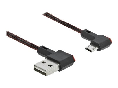 [85273] Delock Easy - USB-Kabel - USB (M) links/rechts abgewinkelt, umkehrbar zu Micro-USB Typ B (M)