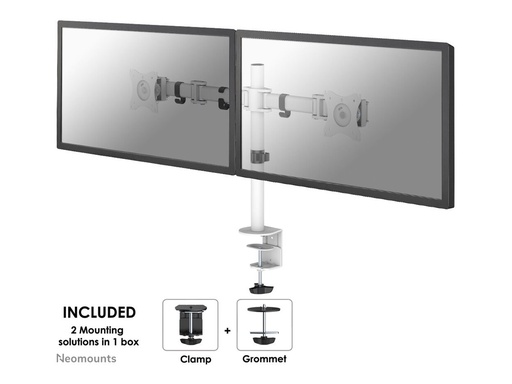 [NM-D135DWHITE] Neomounts NM-D135D - Befestigungskit - Voll beweglich - für 2 LCD-Displays - weiß - Bildschirmgröße: 25.4-68.6 cm (10"-27")