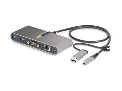 [5G2A1SGBB-USB-C-HUB] StarTech.com 2-Port USB-C/USB-A Hub with GbE and RS232 Serial, 2x USB-A