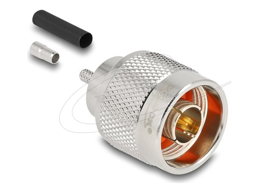 [91763] Delock N Stecker zum Crimpen RG-174 RG-316mit passendem Schrumpfschlauch