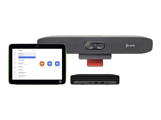 [9C970AA] Poly HP Poly Studio Small Room Bundle - Für Zoom Rooms - Kit für Videokonferenzen (HP Mini Conferencing PC, Poly Studio R30 video bar, Poly TC10 Touchcontroller)