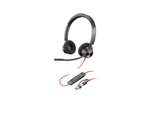 [8X220AA] Poly HP Poly Blackwire 3320 USB-C Stereo-Headset - für Microsoft Teams zertifiziert - + USB-C/A-Adapter - 131 g