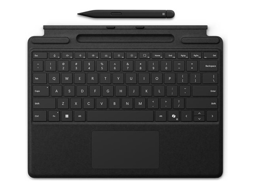 [8X8-00152] Microsoft Surface Pro Keyboard - Tastatur - mit Trackpad, Beschleunigungsmesser, Surface Slim Pen 2 Ablage- und Ladeschale - QWERTY - Spanisch - Schwarz - mit Slim Pen 2 - für Microsoft Surface Pro 8, Pro 8 for Business, Pro 9, Pro 9 for Business, Pro 10 for Business, Pro (11th Edition)