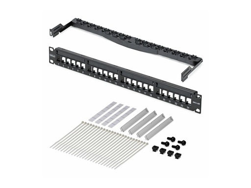 [C6PANELUTP241UCM] StarTech.com Startech - Patch Panel - geeignet für Wandmontage, Rack montierbar - CAT 5e/6 - UTP - Schwarz - 1U - 48.3 cm (19")