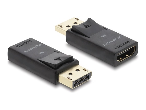 [61084] Delock Videoadapter - DisplayPort männlich zu HDMI weiblich - Schwarz - aktiv, HDR10-Unterstützung, 1080p-Unterstützung, 4K144Hz (3840 x 2160)