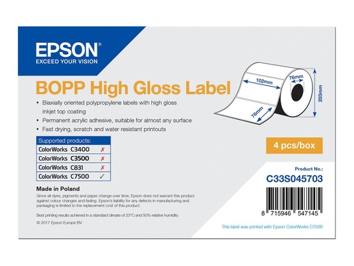 [C33S045703] Epson Biaxial gestrecktes Polypropylen (PP)