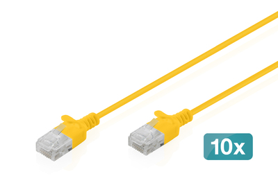 [DK-1618-010S-Y-10] DIGITUS CAT 6 U-UTP Slim Patchkabel, 1 m, Gelb, 10 Stück