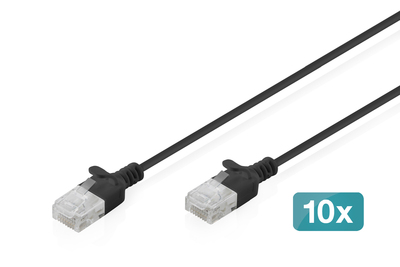 [DK-1618-015S-BL-10] DIGITUS CAT 6 U-UTP Slim Patchkabel, 1,5 m, Schwarz, 10 Stück