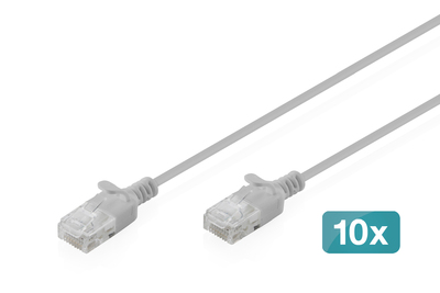 [DK-1618-050S-10] DIGITUS CAT 6 U-UTP Slim Patchkabel, 5 m, Grau, 10 Stück