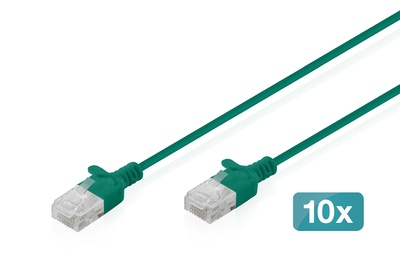 [DK-1618-015S-G-10] DIGITUS CAT 6 U-UTP Slim Patchkabel, 1,5 m, Grün, 10 Stück
