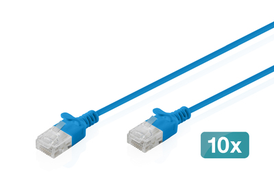 [DK-1618-050S-B-10] DIGITUS CAT 6 U-UTP Slim Patchkabel, 5 m, Blau, 10 Stück