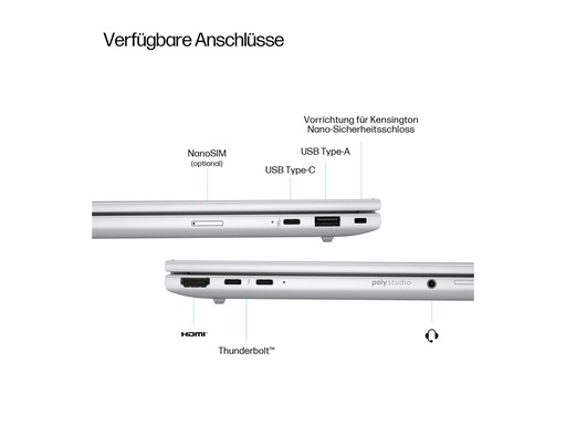[DL5V6ET#ABD] HP EliteBook 8 G1i Notebook AI - 169-Grad Drehgelenkdesign - Intel Core Ultra 5 225U - Win 11 Pro - Intel Graphics - 16 GB RAM - 256 GB SSD NVMe, SED - 40.6 cm (16")