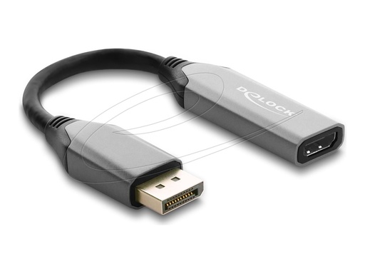 [64366] Delock Videoadapter - DisplayPort männlich zu HDMI weiblich - 10 cm - Schwarz, Grau - aktiv, 8K60Hz (7680 x 4320)