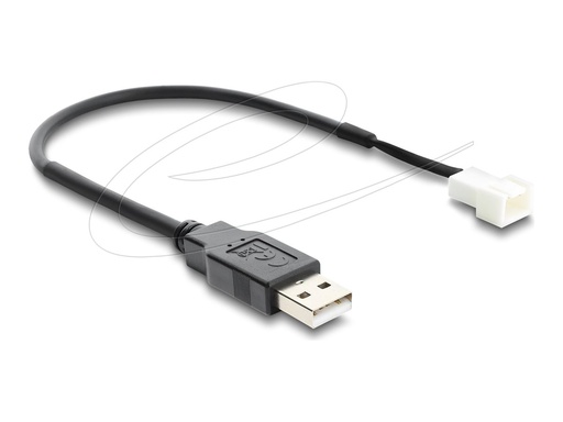 [91225] Delock Netzkabel für Lüfter - USB (M) zu 3-poliger Lüfteranschluss (M)
