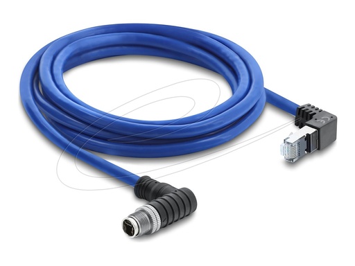 [81012] Delock Netzwerkkabel - 8-polig M12 (M) nach unten abgewinkelt zu RJ-45 (M)