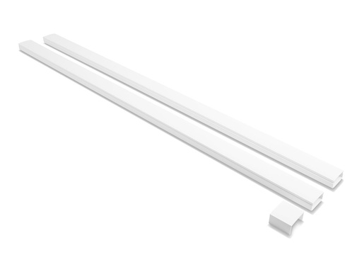 [22088] Delock Kabelkanal - self-adhesive with sliding cover, 40 x 19 mm incl. connector - Montage an Fußleiste, Deckenmontage möglich, Tisch montierbar, montierbare Möbel, geeignet für Wandmontage - weiß - 1 m (Packung mit 2)