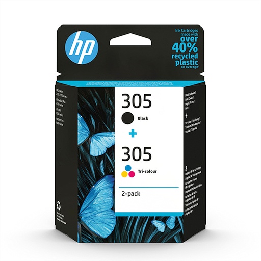 [6ZD17AE] HP 305 2er-Pack Cyan/Magenta/Gelb/Schwarz Original Druckerpatrone - Schwarz - Cyan - Magenta - Gelb - Tinte auf Farbstoffbasis - Tinte auf Pigmentbasis - 2 Stück(e) - 120 Seiten - 100 Seiten