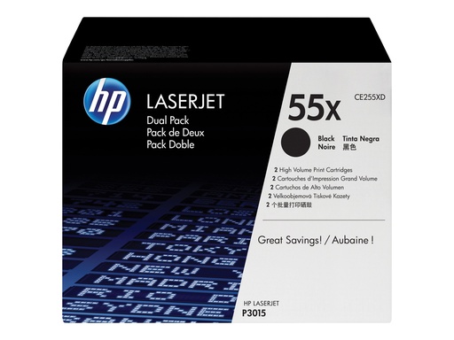 [CE255XD] HP 55X - 2er-Pack - Hohe Ergiebigkeit - Schwarz - original - LaserJet - Tonerpatrone (CE255XD)