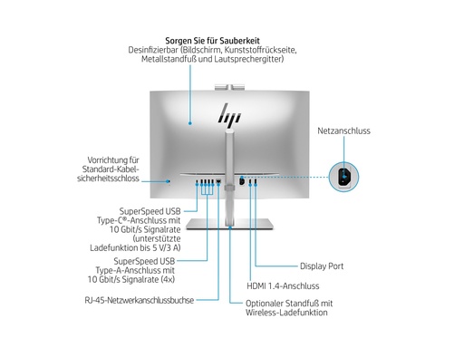 [A0YY8EA#ABD] HP EliteOne 870 G9 - All-in-One (Komplettlösung) - Core i5 i5-14500 / 2.6 GHz - vPro - RAM 16 GB - SSD 512 GB - NVMe - UHD Graphics 770 - 1GbE, Wi-Fi 6E, Bluetooth 5.3 - WLAN: 802.11a/b/g/n/ac/ax (Wi-Fi 6E)