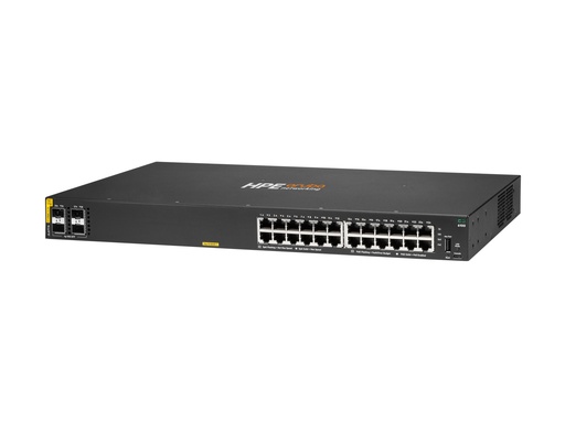 [JL677A#B2C] HPE Aruba 6100 24G Class4 PoE 4SFP+ - Switch - managed - 24 x 10/100/1000 + 4 x 1 Gigabit / 10 Gigabit SFP+ - Luftstrom von Seite zu Seite - an Rack montierbar - PoE+ (370 W)
